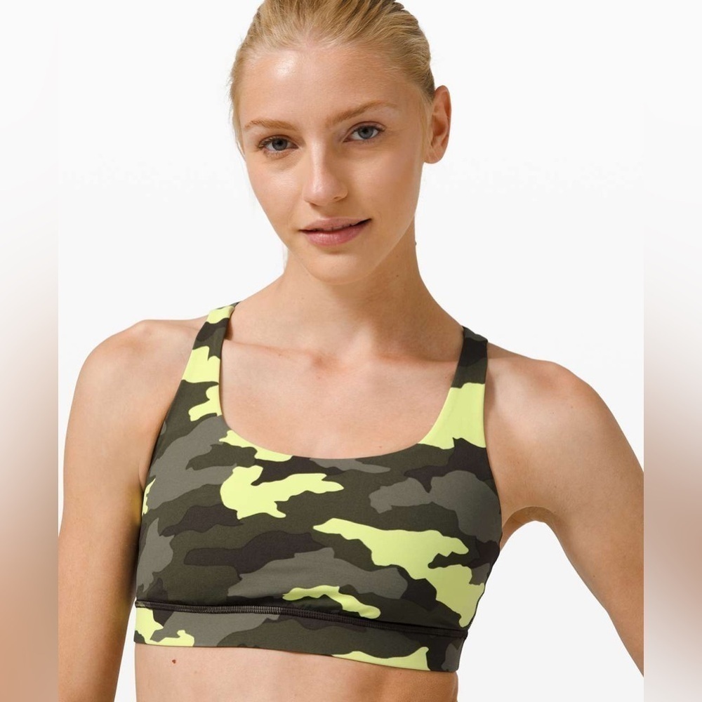 Lululemon Energy Bra *Medium Support, B–D Cup in camo crispin green - size 10 - Picture 2 of 7